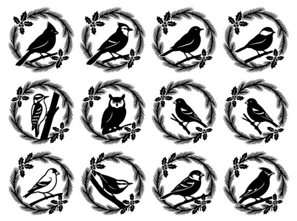 Download Winter Birds Wreath Ornaments SVG - Svg Collection