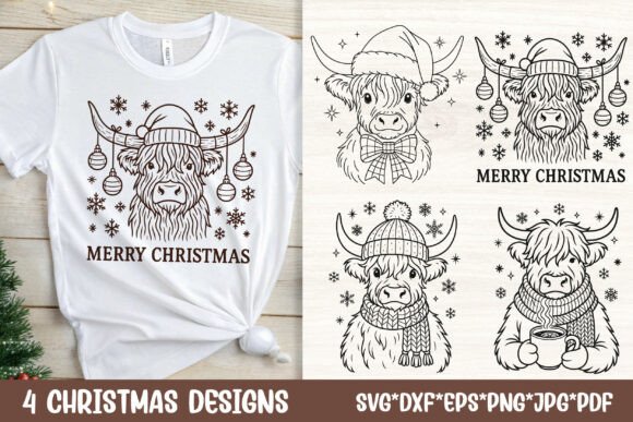 Download Christmas Highland Cow SVG Cut Files - Svg Collection