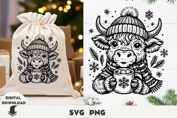 Download Christmas Highland Cow Svg, Cow Svg, Chr - Svg Collection