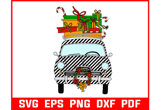 Download London Cab with Christmas Gift Svg - Svg Collection