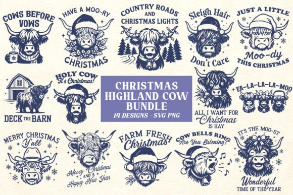 Download Christmas Highland Cow SVG PNG Bundle - Svg Collection