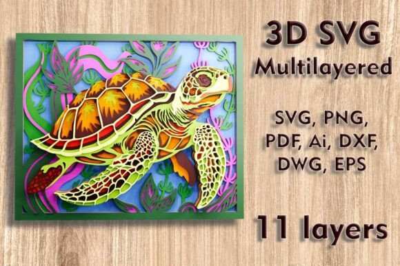 Download Sea Turtle 3d SVG Multilayer Laser Files - Svg Collection