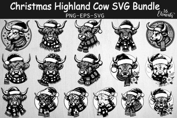 Download Christmas Highland Cow SVG Bundle - Svg Collection