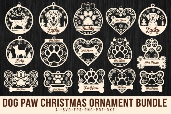 Download Dog Paw Christmas Ornament SVG Bundle - Svg Collection