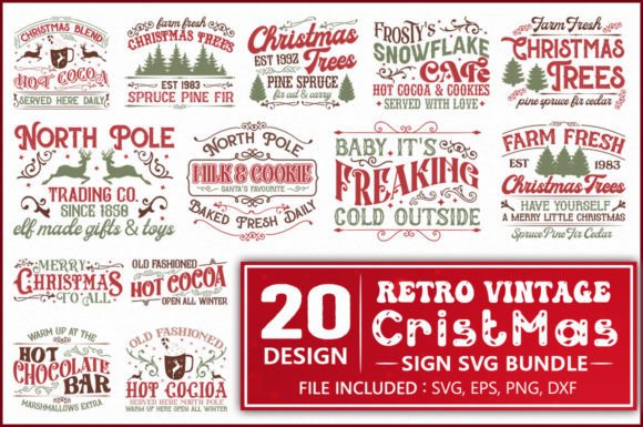 Download Retro Vintage Christmas Sign SVG Bundle - Svg Collection