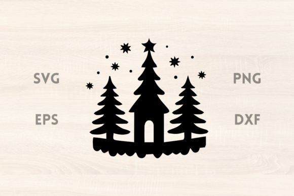 Download Fir Trees and Stars Christmas Scene SVG - Svg Collection