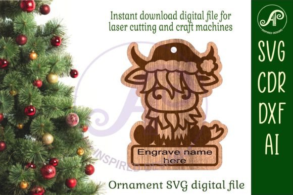 Download Highland Cow Christmas Ornament SVG - Svg Collection