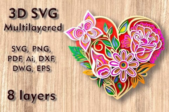 Download Floral Heart 3D SVG Multilayer Cut Files - Svg Collection