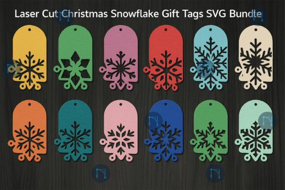 Download Christmas Snowflake Gift Tags SVG Bundle - Svg Collection