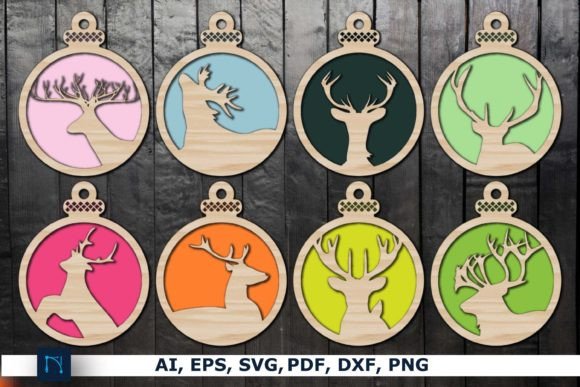 Download Paper Cut Deer Christmas Balls SVG Set - Svg Collection