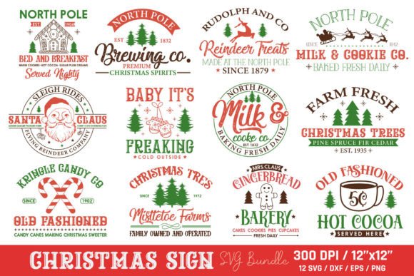 Download Vintage Christmas Sign SVG Bundle - Svg Collection