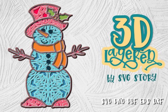 Download 3D Snowman Layered Design SVG Christmas - Svg Collection