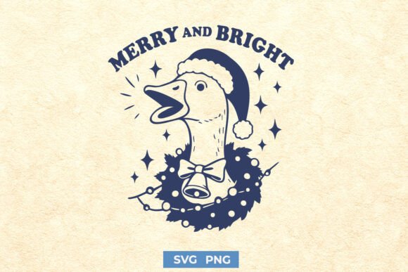 Download Merry and Bright Goose Funny SVG PNG - Svg Collection