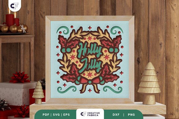 Download Holly Jolly Christmas Wreath 3D SVG - Holly Collection