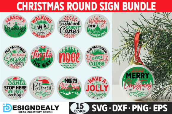 Download Christmas Round Sign SVG Bundle - Svg Collection