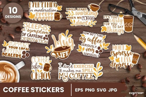 Download Coffee Stickers SVG Bundle - Svg Collection