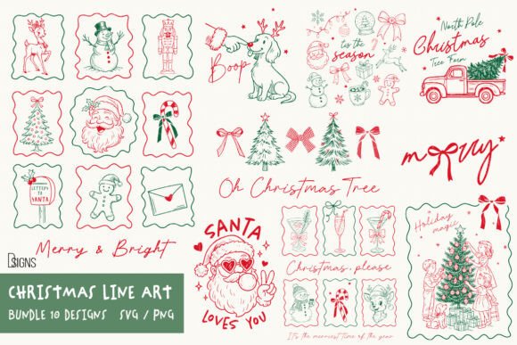Download Christmas Svg Png Line Art Bundle - Svg Collection