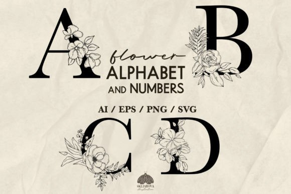 Download Flower Alphabet &amp; Numbers Svg Png Eps - Svg Collection