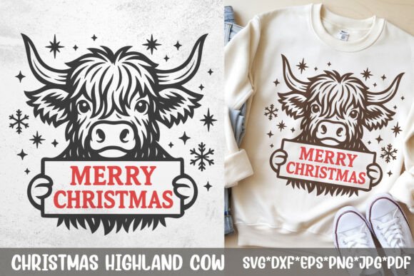 Download Highland Cow Christmas SVG | Merry Sign - Svg Collection