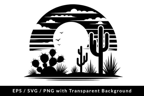 Download Desert Landscape with Cactus SVG PNG EPS - Svg Collection