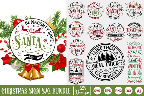 Download Christmas Round Sign SVG Bundle - Svg Collection