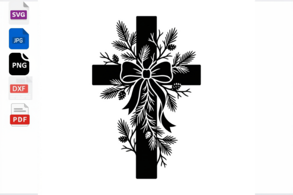 Download Christmas Cross SVG Pine Branches Bow - Svg Collection