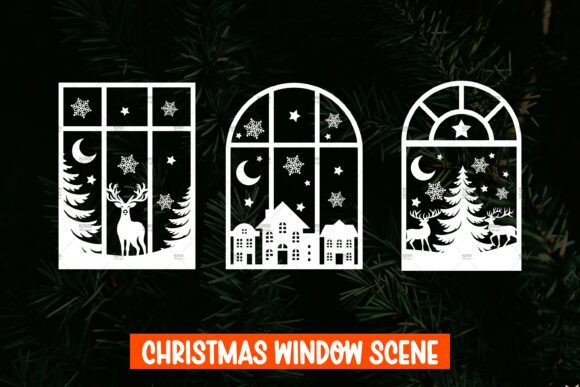 Download 3 Christmas Window Decal SVG - Svg Collection