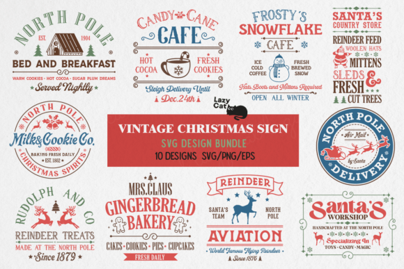 Download Vintage Christmas Sign SVG Bundle - Svg Collection