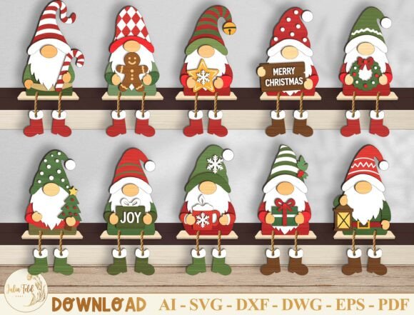 Download Christmas Gnome Shelf Sitter SVG Bundle - Svg Collection