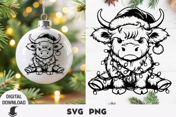 Download Christmas Highland Cow Svg, Cow Svg, Chr - Svg Collection