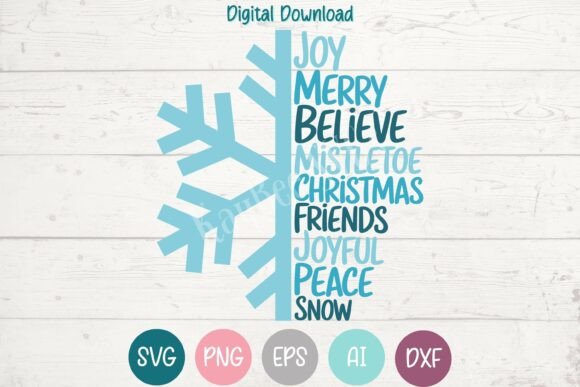Download Half Snowflake with Christmas Words SVG - Svg Collection