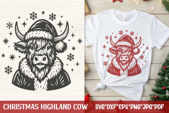 Download Christmas Highland Cow SVG Design - Svg Collection