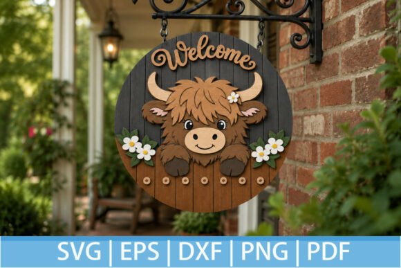 Download Highland Cow Welcome Sign SVG Laser Cut - Svg Collection