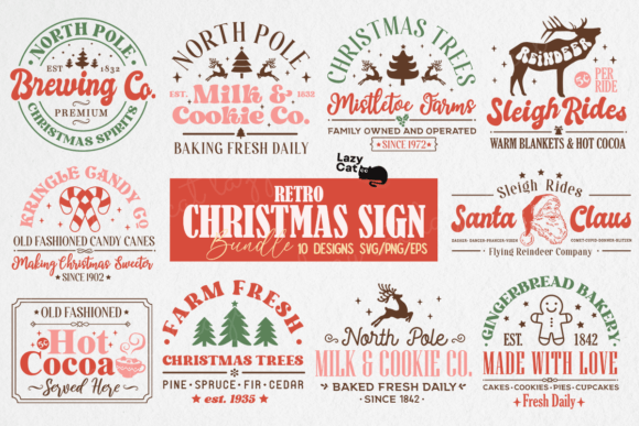 Download Retro Christmas Sign SVG Design Bundle - Svg Collection