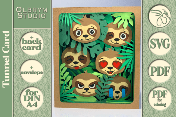Download Sloths Emoji Tunnel Card 3D SVG - Svg Collection