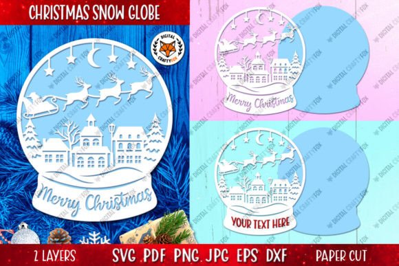 Download Santa Reindeer Snow Globe Paper Cut SVG - Svg Collection