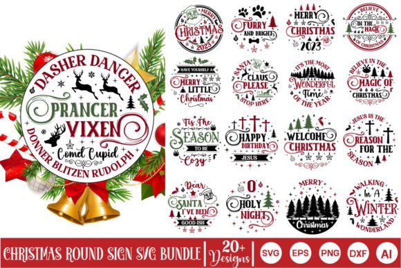 Download Christmas Round Sign SVG Bundle - Svg Collection