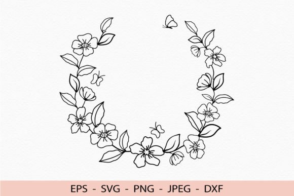 Download Floral Wreath Svg Flowers Butterfly Dxf - Svg Collection