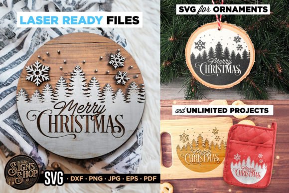 Download Merry Christmas Trees | SVG Door Sign - Svg Collection