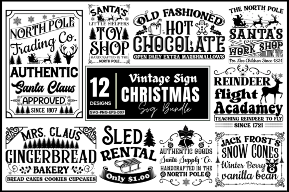 Download Vintage Christmas Sign SVG Bundle - Svg Collection