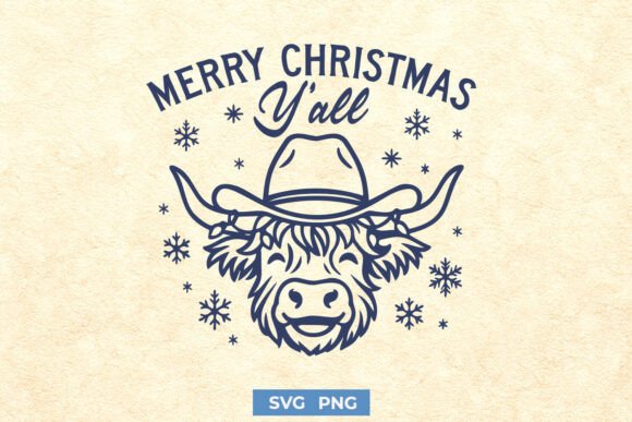 Download Merry Christmas Y’all SVG – Highland Cow - Svg Collection
