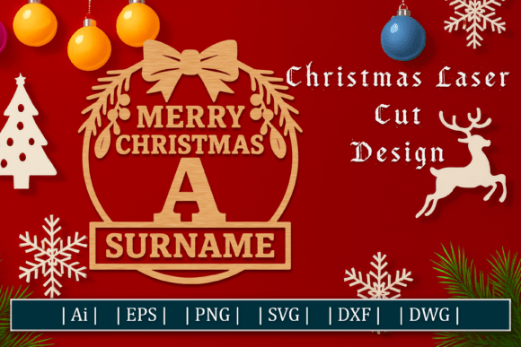 Download Monogram Xmas Door Sign SVG Laser Cut - Svg Collection