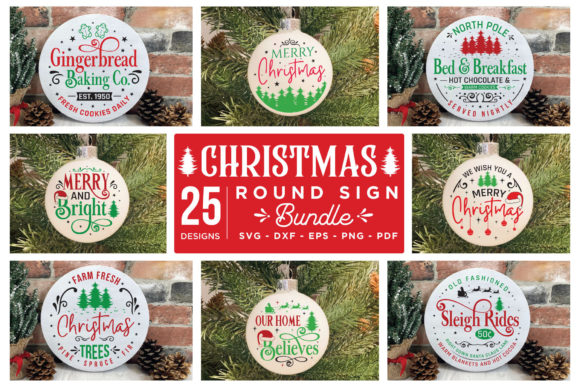 Download Christmas Round Sign SVG Bundle - Svg Collection