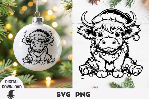 Download Christmas Highland Cow Svg, Cow Svg, Chr - Svg Collection