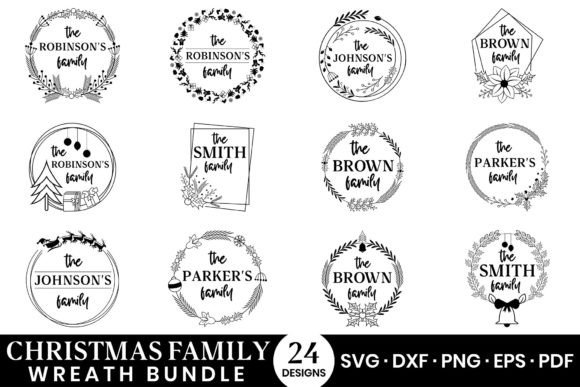 Download Christmas Family Wreath SVG Bundle - Svg Collection