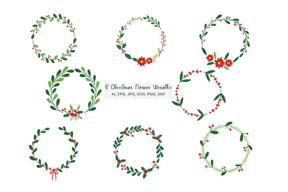 Download 8 Holly Wreath Svg, Christmas Wreath Svg - Holly Collection