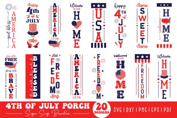Download 4th of July Porch Sign SVG Bundle - Svg Collection