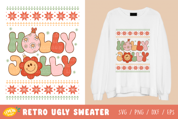 Download Retro Ugly Sweater Holly Jolly SVG - Holly Collection